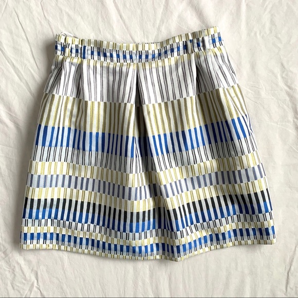 Massimo Dutti Pleated Striped Mini Skirt - Picture 1 of 13